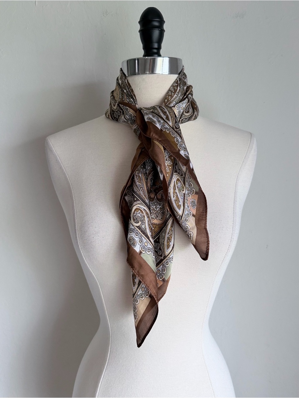 Silky Paisley Square Scarf in Brown Mix